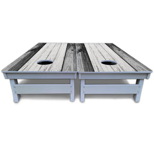 Grey Two Tone Slats Cornhole Boards - All Weather Series