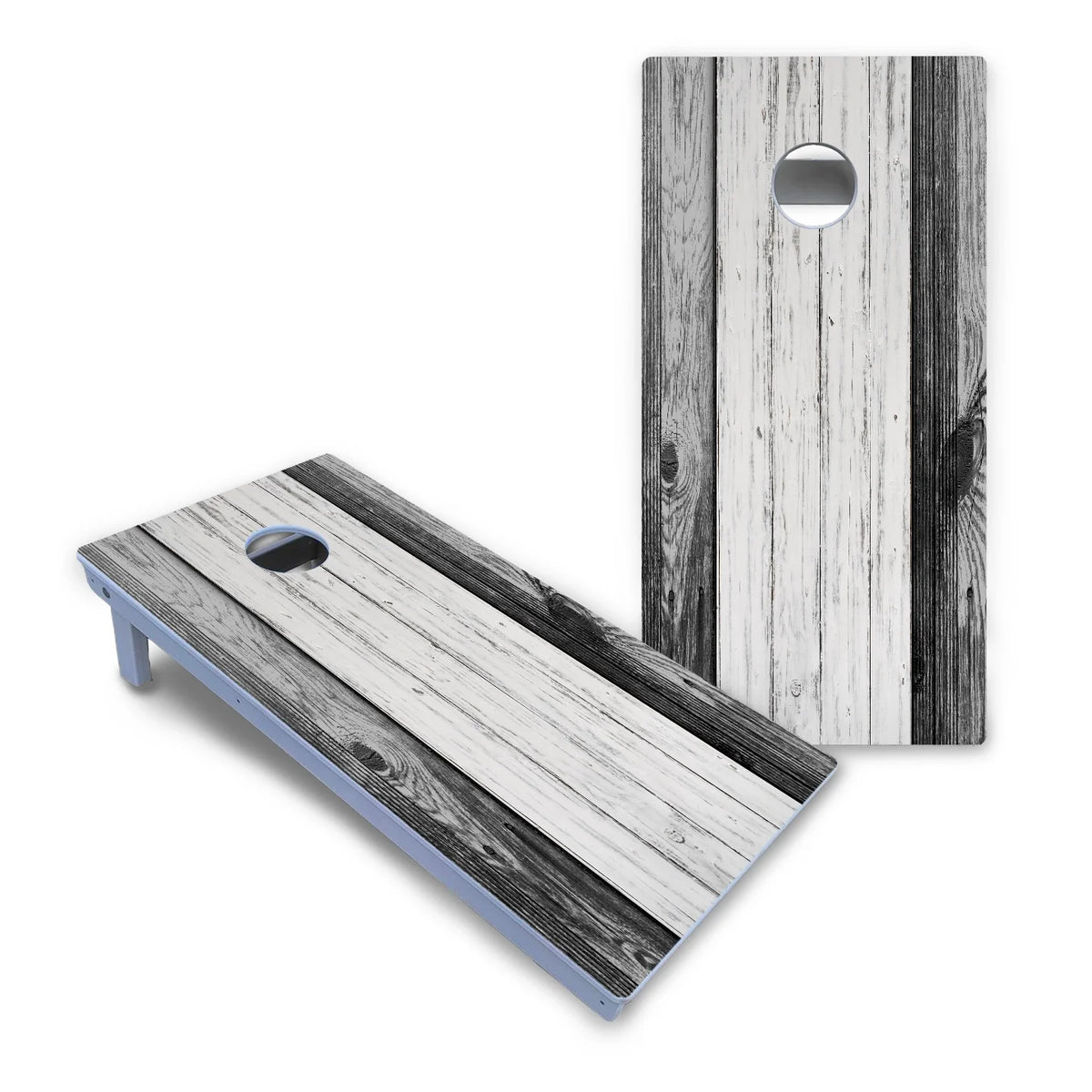 Grey Two Tone Slats Cornhole Boards - All Weather Series