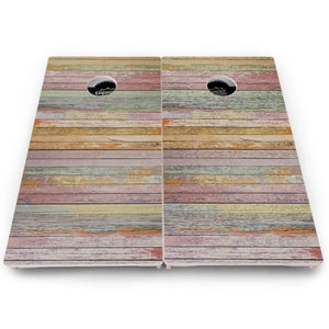 Rustic Mixed Woodgrain Cornhole Boards – Pro Lite or Pro Elite