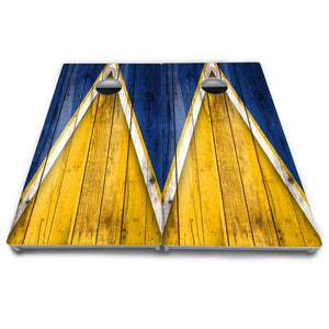 Yellow/Blue Triangle Cornhole Boards - All Weather Series
