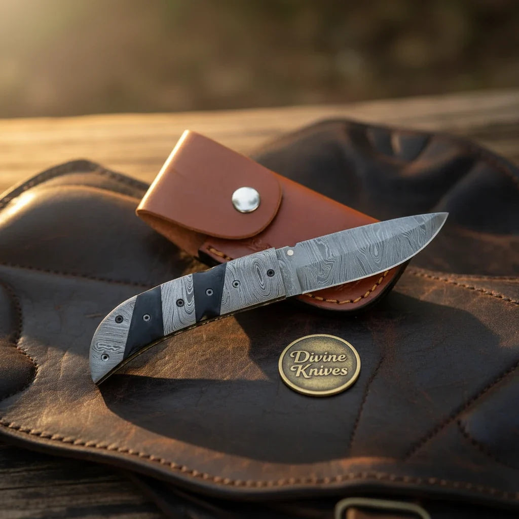 Buffalo Horn Clip Point Folding Knife by Divine Knives