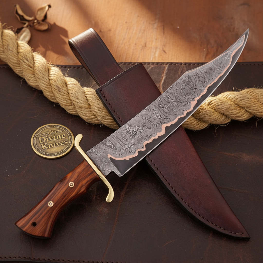 Cu-Mai Damascus Clip Point Bowie Knife for Heavy Field Work by Divine Knives — product view 4