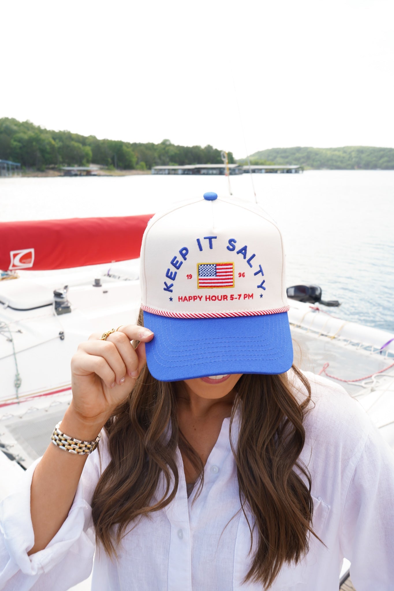 Keep it Salty - Royal Blue Vintage Trucker Hat by KenzKustomz, Southern food gift main product photo