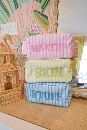 Striped Travel- Ready Cosmetic Bags