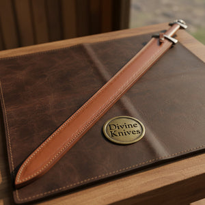Leather Wrapped Viking Sword with Forged Crossguard and Hand Stitched Tan Scabbard by Divine Knives — product view 2