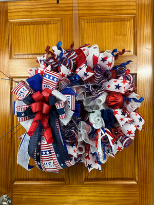 Patriotic 4th of July Wreath | Stars & Stripes Door Decor by Bouge Creations, view 8