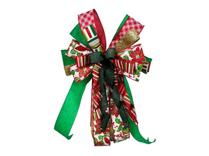 Christmas Holly Bow | Red & Green Wreath Decor handmade by Bouge Creations