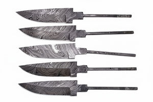 5-Piece Hand Forged Damascus Hunting Knife Blanks Set