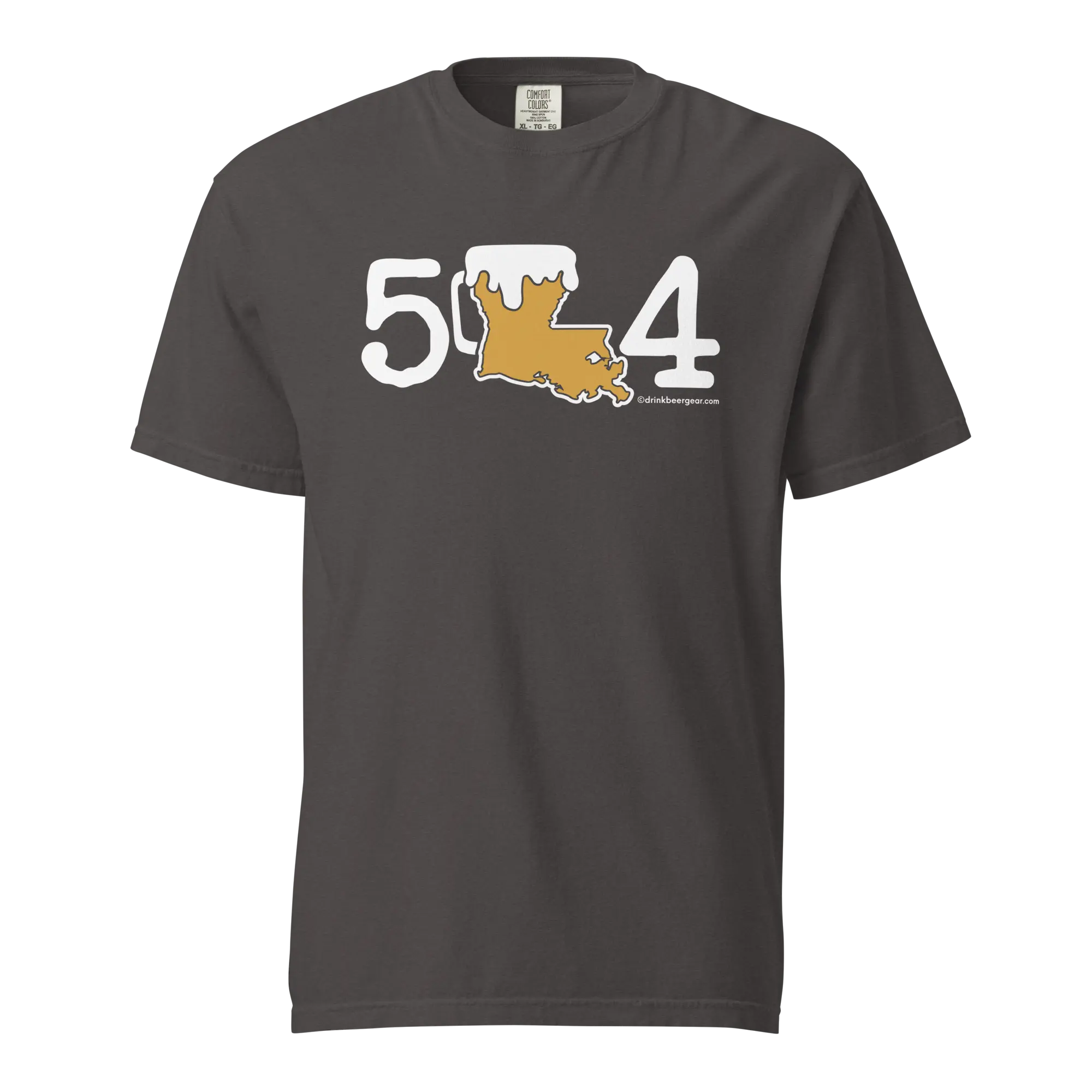504 Louisiana Beer Mug Tee - COMFORT COLORS BRAND TEE by Drink Beer Gear, custom drinkware main product photo