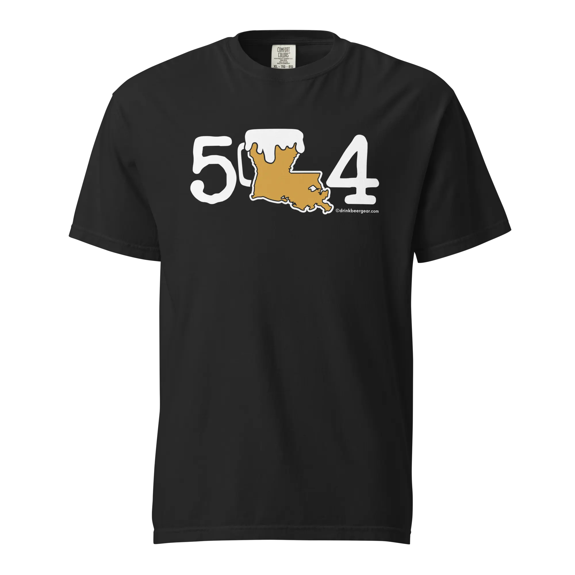 504 Louisiana Beer Mug Tee - COMFORT COLORS BRAND TEE by Drink Beer Gear, custom drinkware detail photo 2