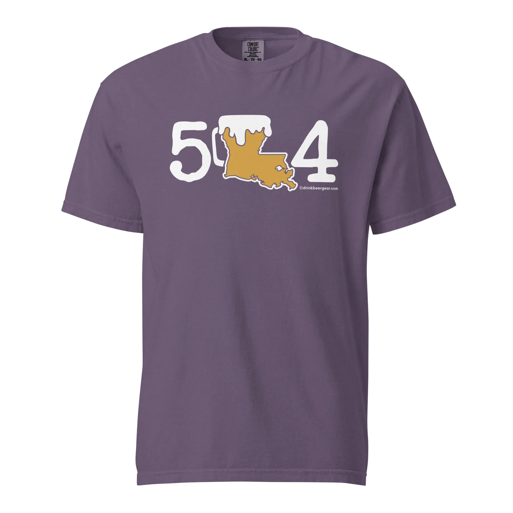 504 Louisiana Beer Mug Tee - COMFORT COLORS BRAND TEE Drink Beer Gear