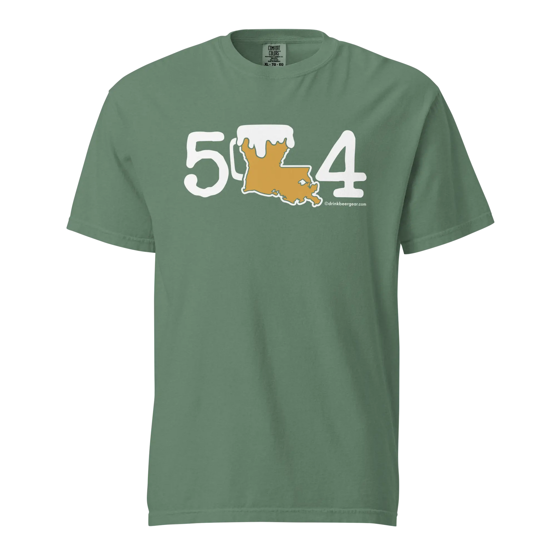 504 Louisiana Beer Mug Tee - COMFORT COLORS BRAND TEE Drink Beer Gear