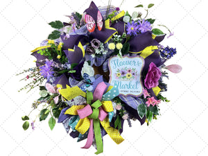 Flower Market Spring Wreath | Wildflowers & Butterfly handmade by Bouge Creations