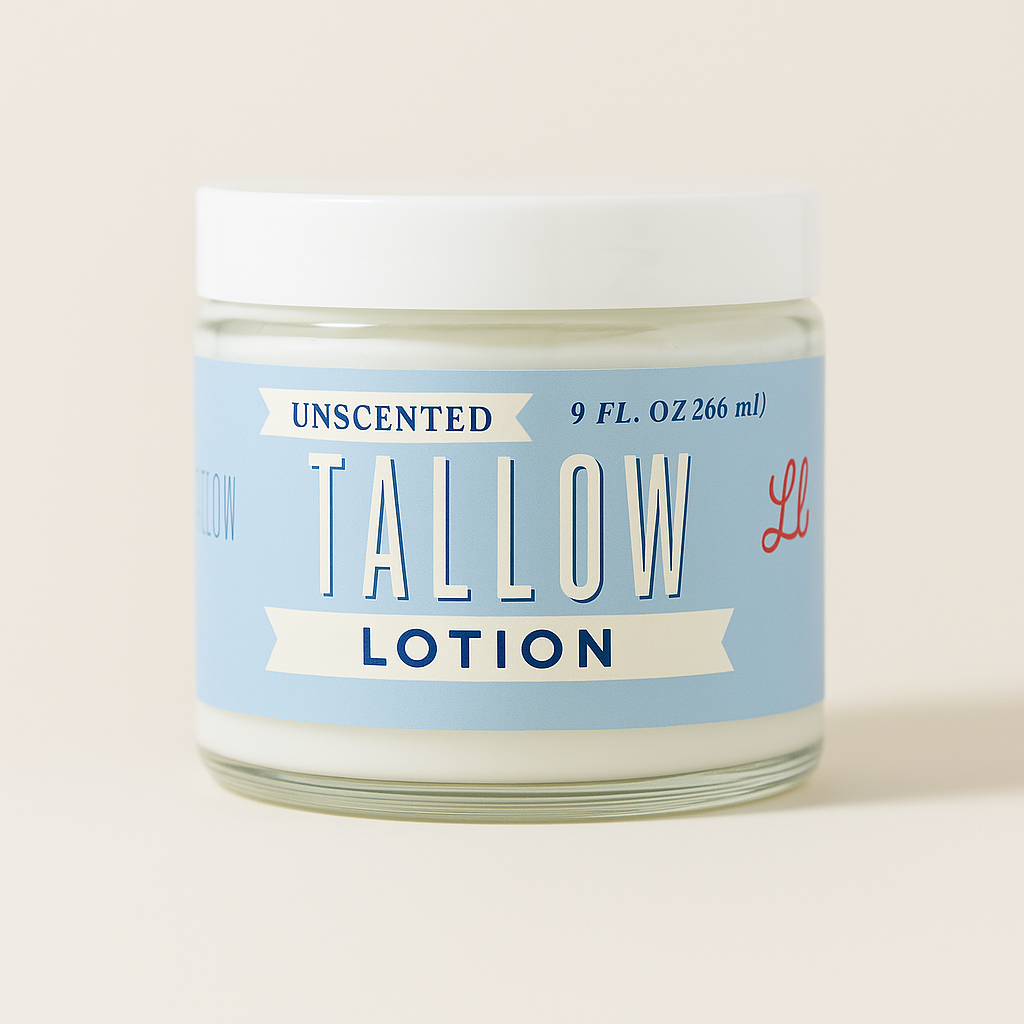 Unscented Tallow Lotion – Pure, Preservative-Free One Ingredient Moisturizer by Lady May Tallow by The Lady May, scented candle main product photo
