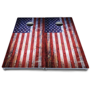 Weathered Flag Cornhole Boards - All Weather Series