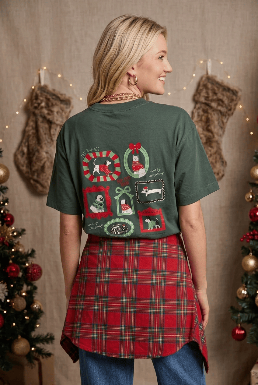 Happy Pawlidays Green Vintage Boxy Tee