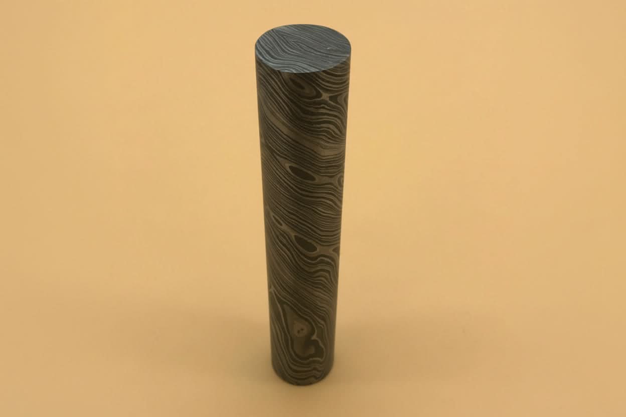 Custom Handmade Damascus Steel Round Rod 5.5 Inch 25.5 mm Diameter by JW SteelCrafts, Southern lifestyle apparel detail photo 2