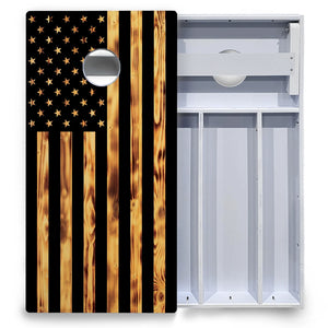 Burnt Rustic Flag Cornhole Boards - All Weather Series