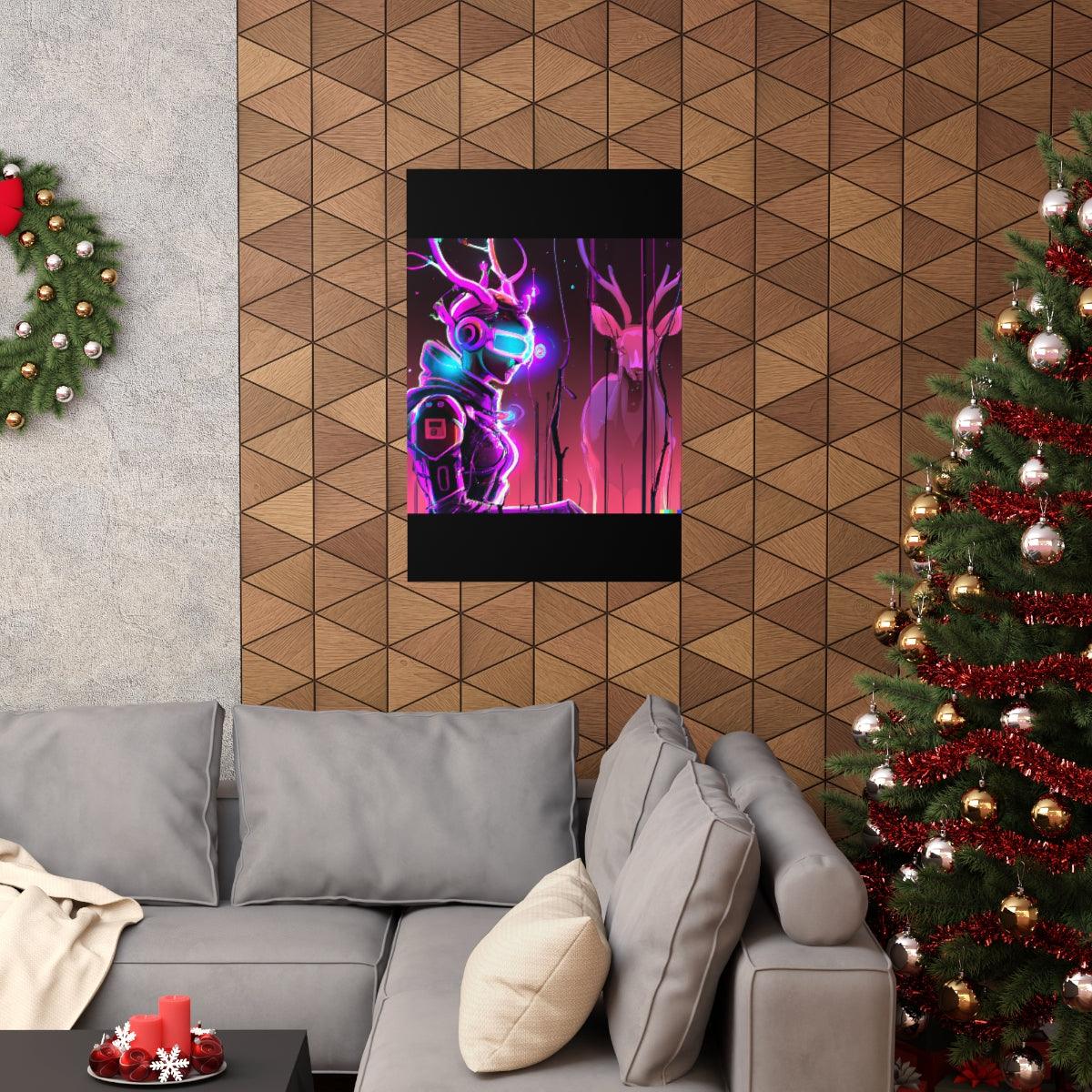 futuristic woman and deer Posters