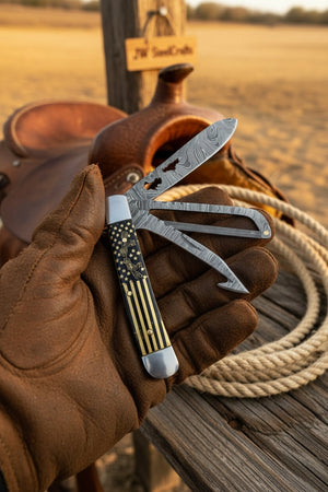 Stars and Stripes Trapper Folding Jack Knife by JW SteelCrafts — view 4