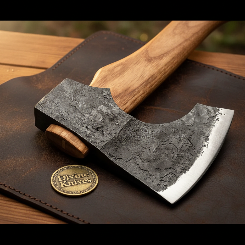 Hand-Forged Carving Axe with Ash Handle & Wooden Wedge by Divine Knives — product view 1