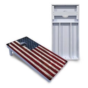 Rustic USA Flag Cornhole Boards - All Weather Series