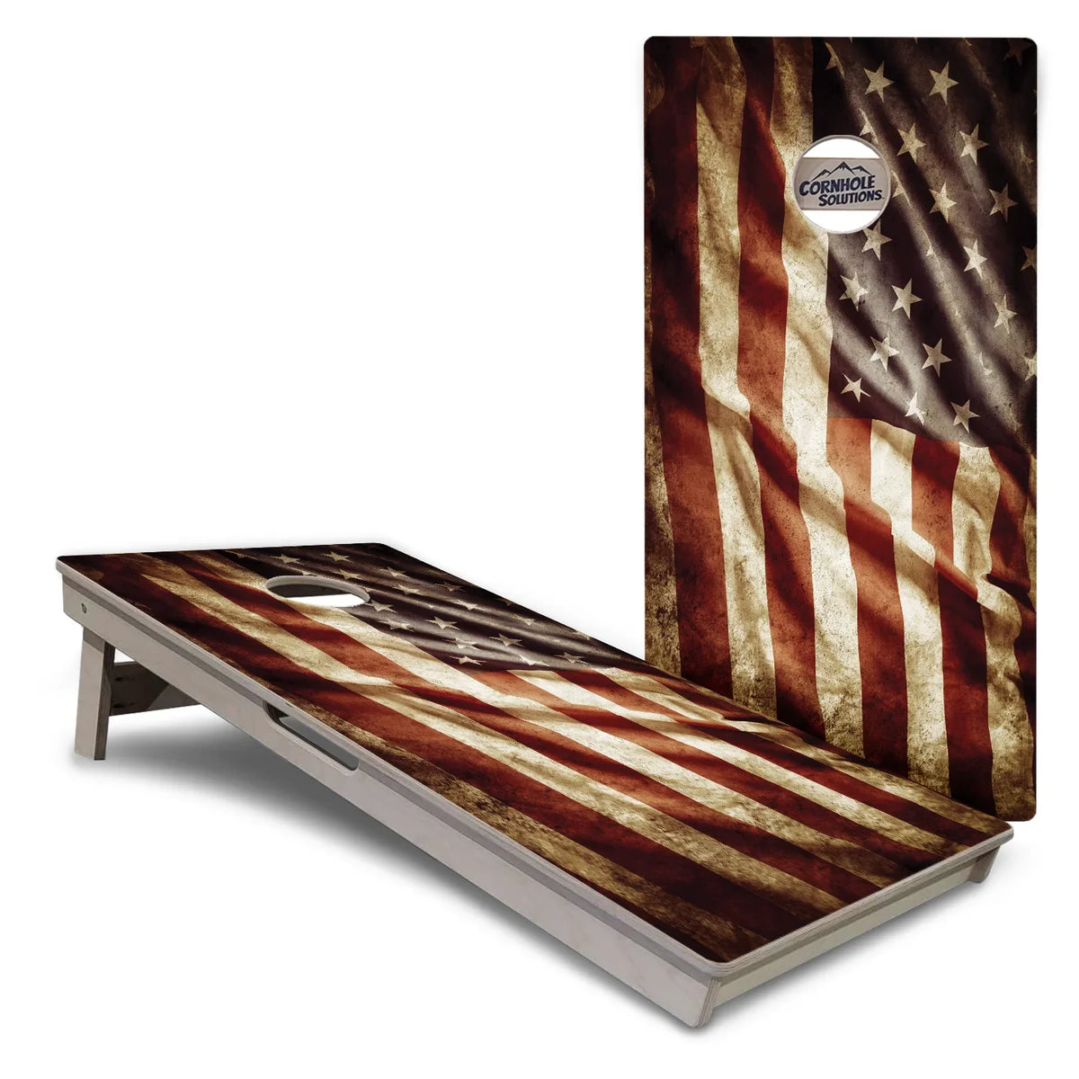Rustic Wavy Flag Cornhole Boards – Tournament Series