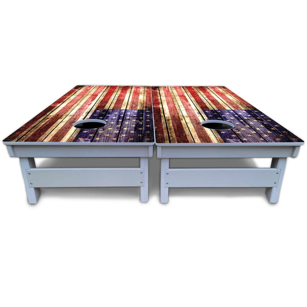 Rustic Wood Flag Cornhole Boards - All Weather Series