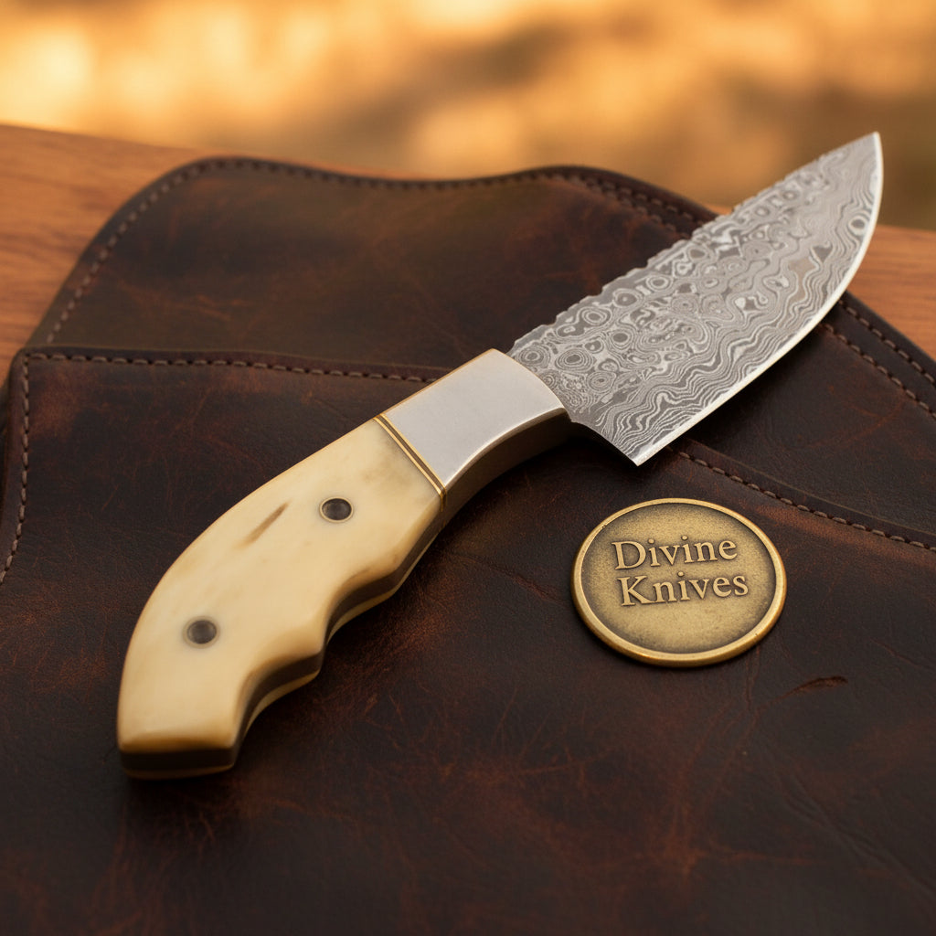 Contoured Bone Handle Skinner by Divine Knives