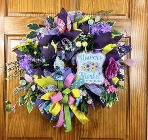 Flower Market Spring Wreath | Wildflowers & Butterfly by Bouge Creations, view 2