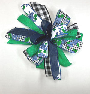 Blueberry Wreath Bow | Green Plaid & Gingham Decor by Bouge Creations, view 5