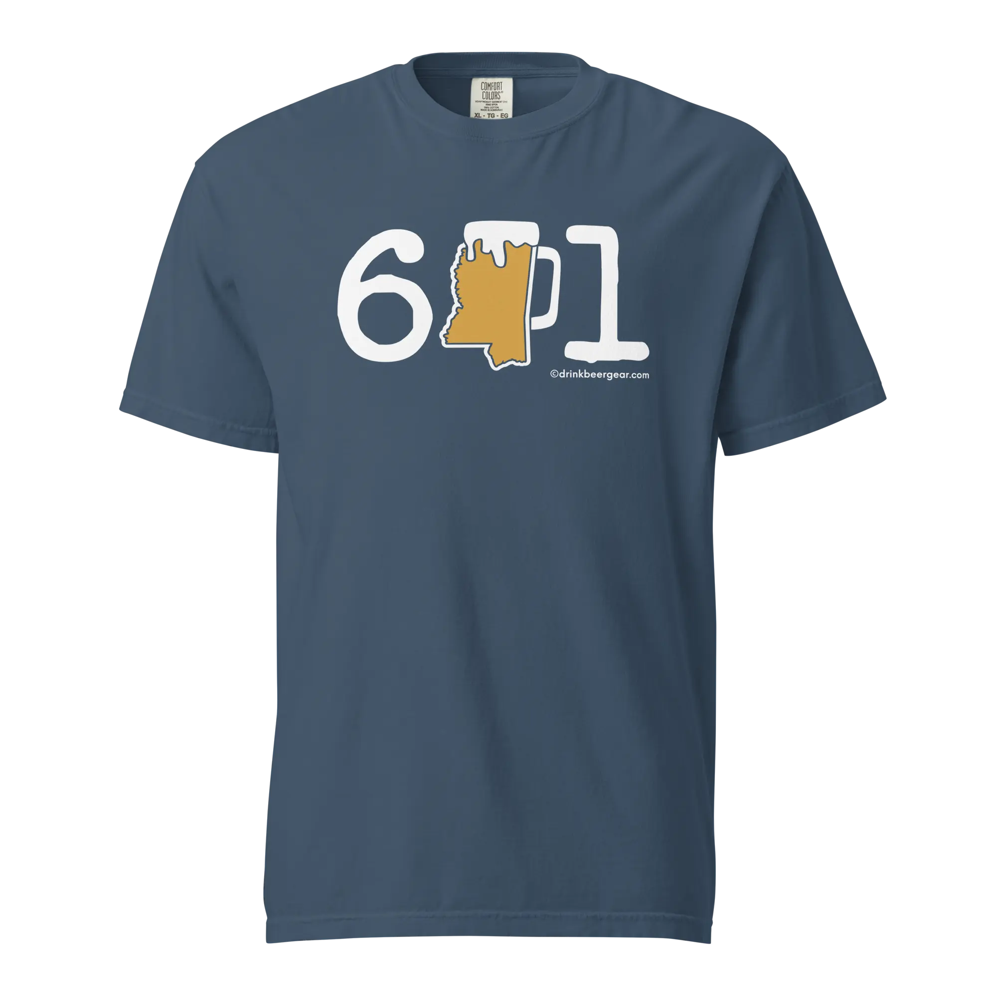 601 Mississippi Beer Mug Tee - COMFORT COLORS BRAND TEE by Drink Beer Gear, custom drinkware main product photo