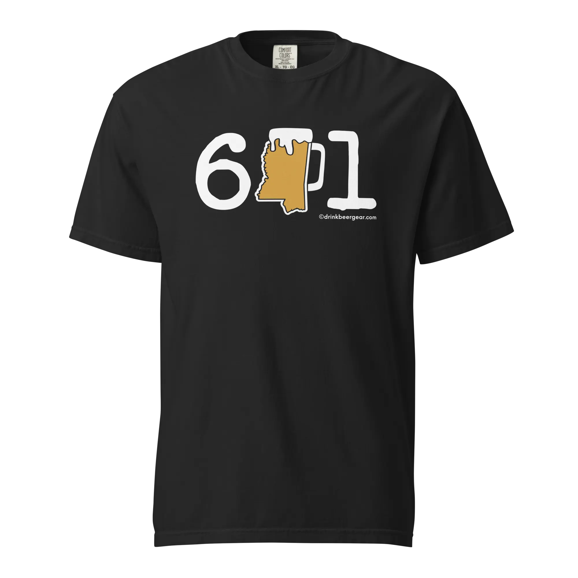 601 Mississippi Beer Mug Tee - COMFORT COLORS BRAND TEE by Drink Beer Gear, custom drinkware detail photo 2