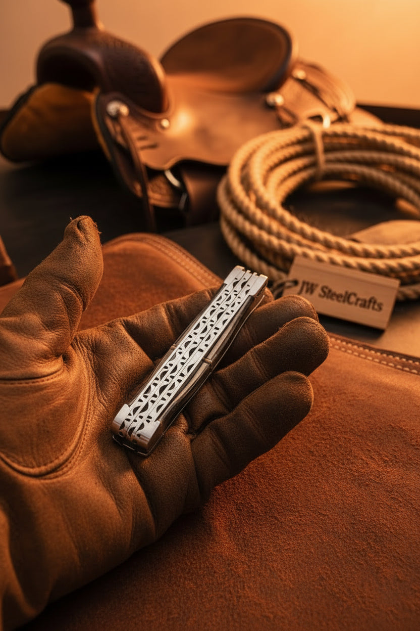 Stars and Stripes Trapper Folding Jack Knife by JW SteelCrafts — view 3