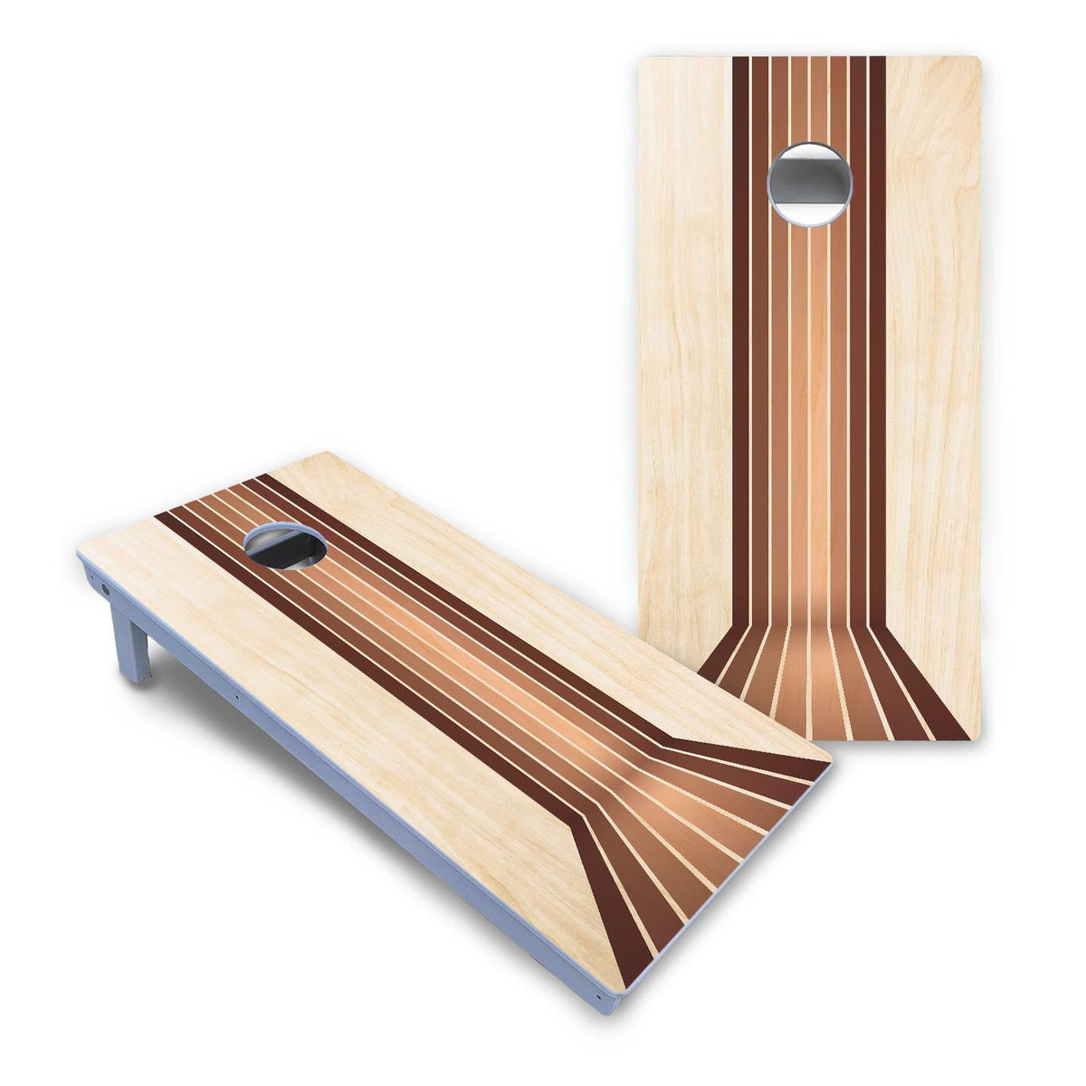 Retro Wood Lines Cornhole Boards - All Weather Series