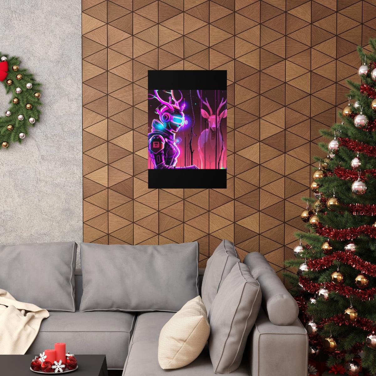futuristic woman and deer Posters