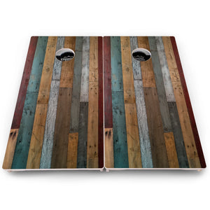 Rustic Mixed Woodgrain Cornhole Boards – Pro Lite or Pro Elite