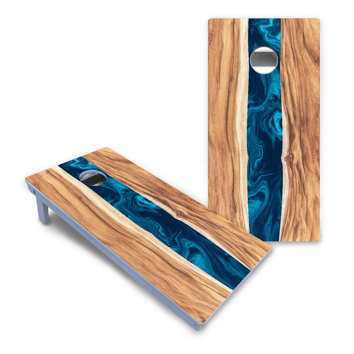 Live Edge River Cornhole Boards - All Weather Series