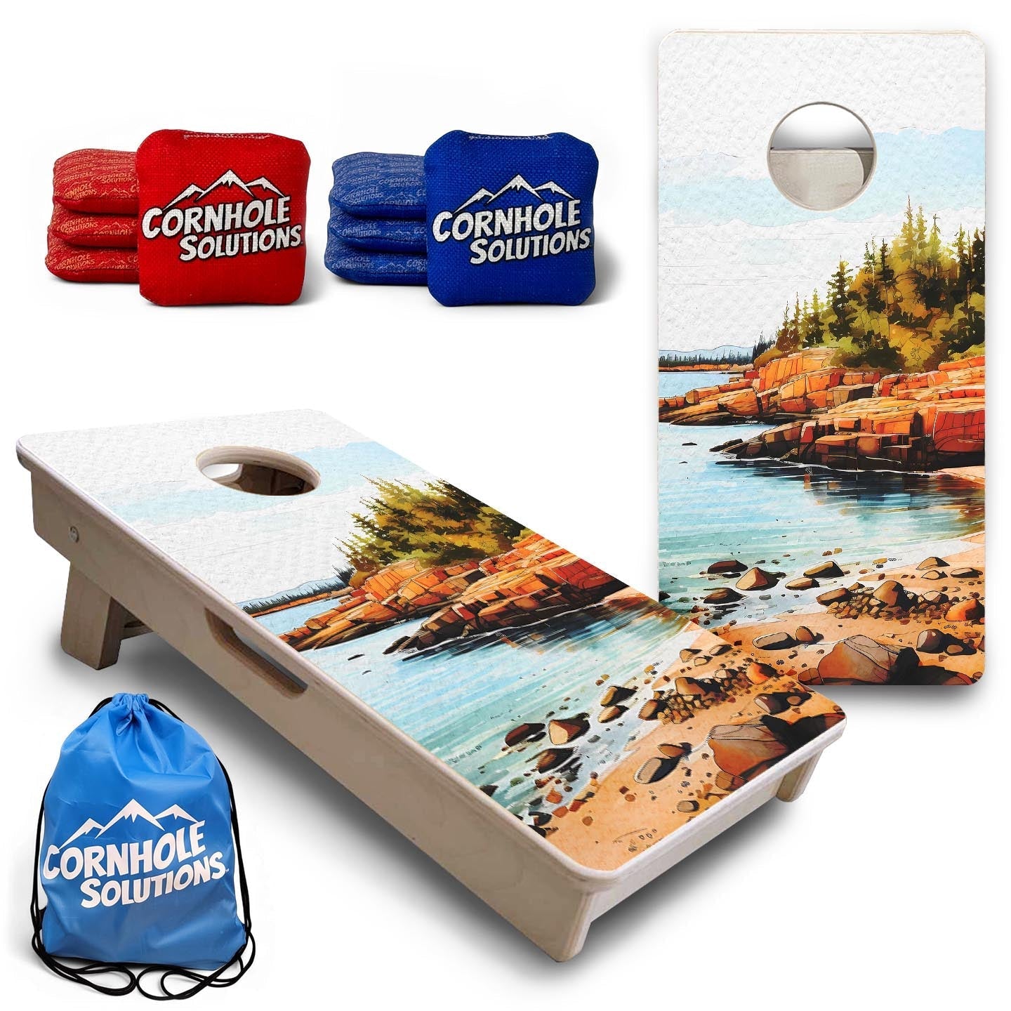 Acadia - Mini or Vacation Size Boards by Cornhole Solutions, custom cornhole board main product photo