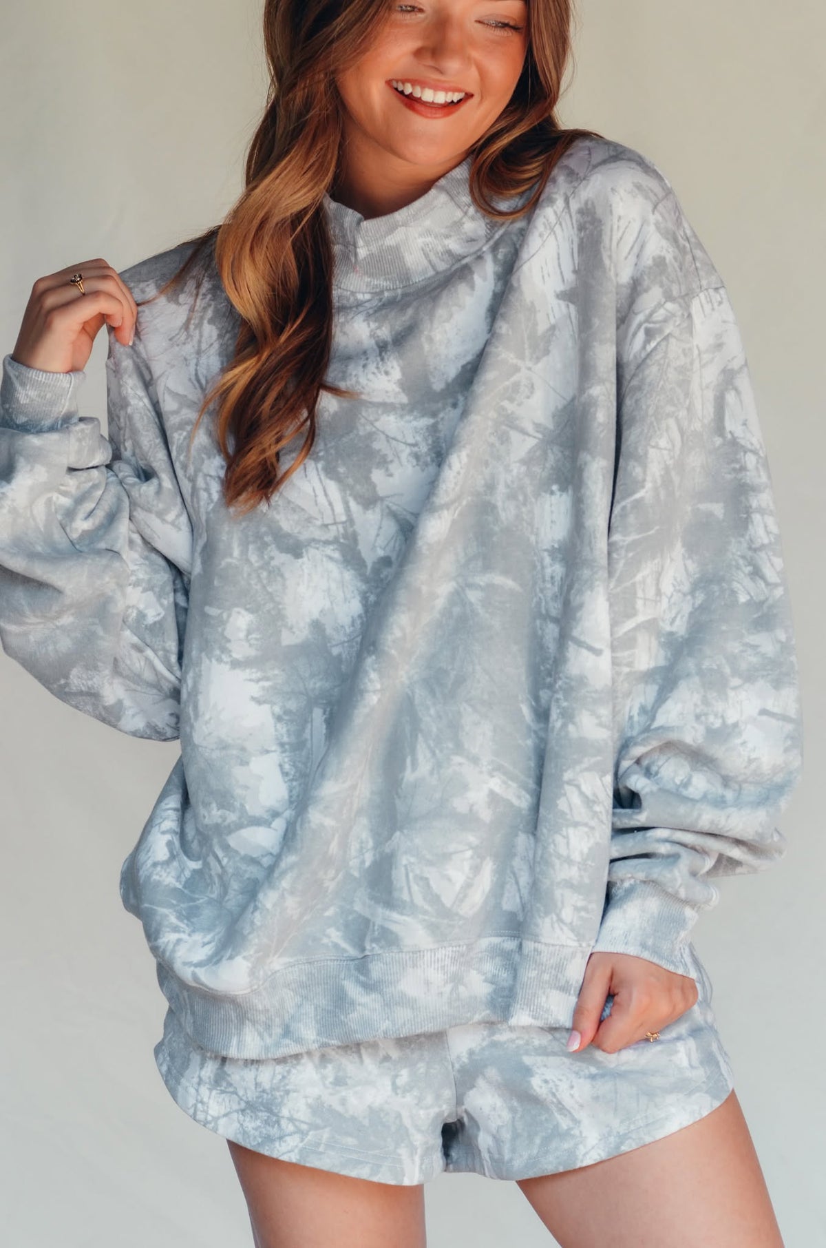 PREORDER (estimated 11/10 ship date!!) White Wash Camo Mock Neck Sweatshirt by Southern Bliss Company – view 3
