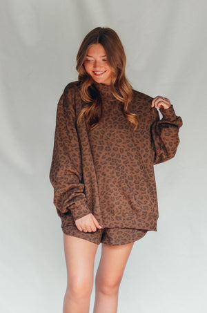 PREORDER ITEM (Estimated ship date 11/10) Brown Leopard Mock Neck Sweatshirt by Southern Bliss Company – view 2