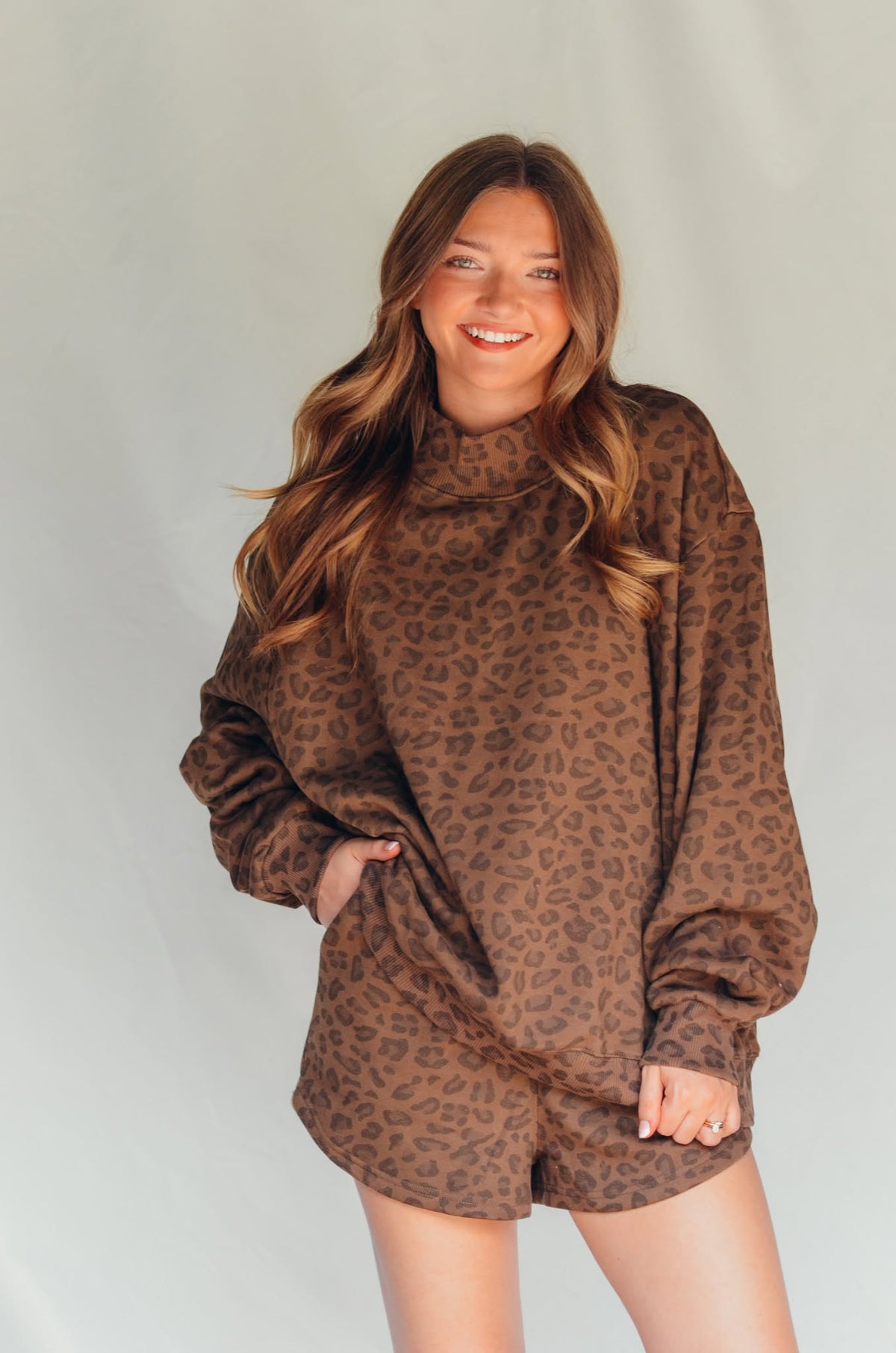 PREORDER ITEM (Estimated ship date 11/10 Brown leopard Fleece Shorts by Southern Bliss Company