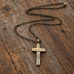 The Weathered Cross - Bronze Christian necklace by Forged By Fire - additional view 3