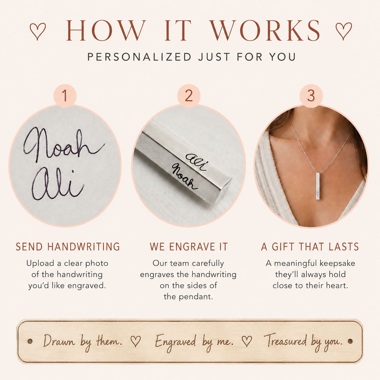 Custom Handwriting Bar Necklace by Poor Hog Customs, handmade jewelry detail photo 6