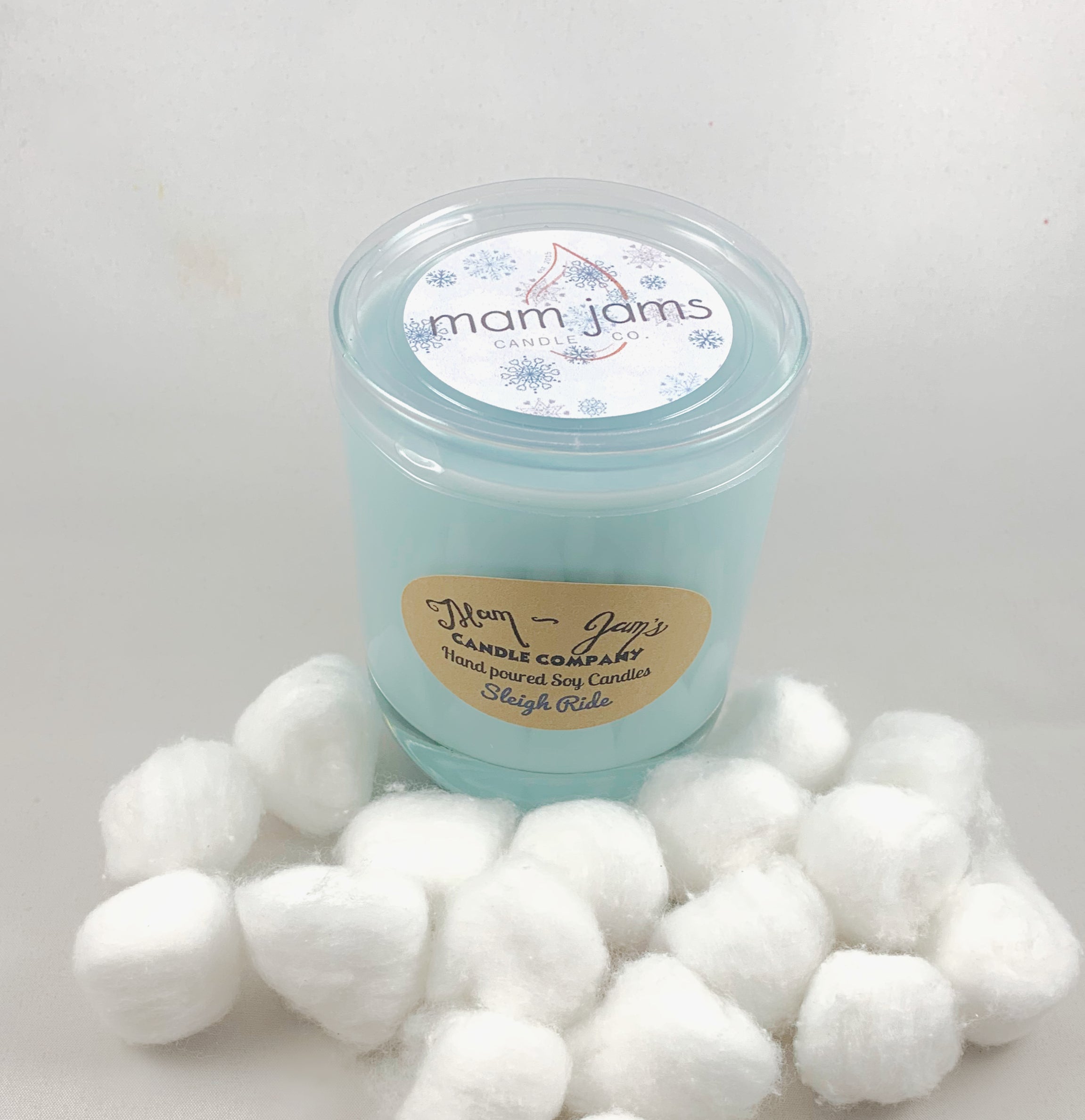 Sleigh Ride soy candle and wax melts by Mam Jam’s Candle Company, detail image 2