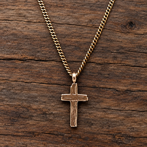 The Weathered Cross - Bronze Christian necklace by Forged By Fire - additional view 2