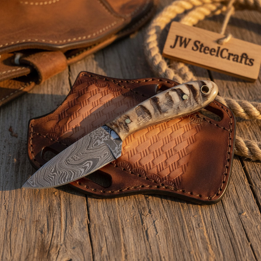 Timberwolf Stag Buckaroo Knife by JW SteelCrafts
