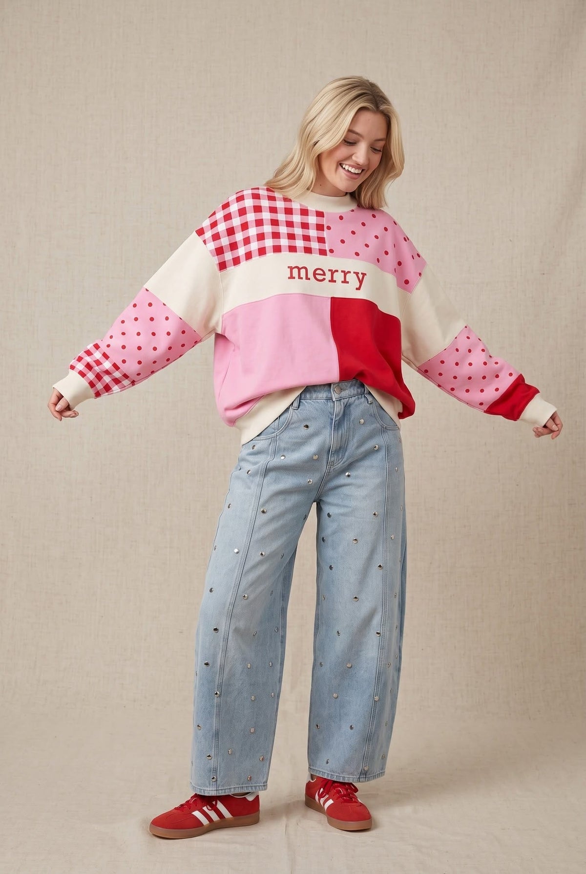 PREORDER ITEM (Estimated ship date 10/30, Christmas Merry Colorblock Mock Neck Sweatshirt by Southern Bliss Company