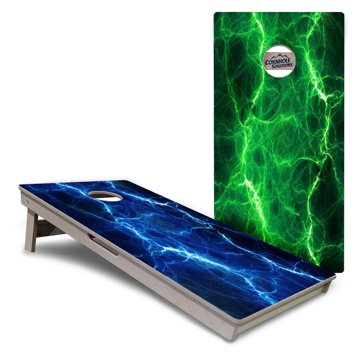 Blue & Green Lightning Cornhole Boards – Tournament Series