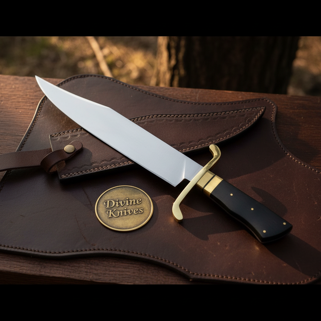 S-Guard Old West Bowie Knife with Curved Brass Guard by Divine Knives — product view 1